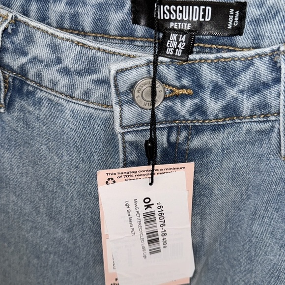 Missguided jeans Light Blue Denim distressed 10 petite - Picture 3 of 8